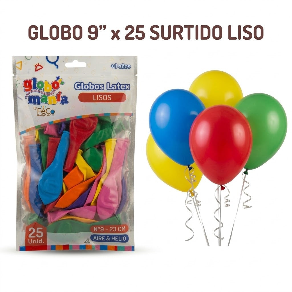 Globo 9" Colores Sólidos x25 - Globos de Látex para Decoración