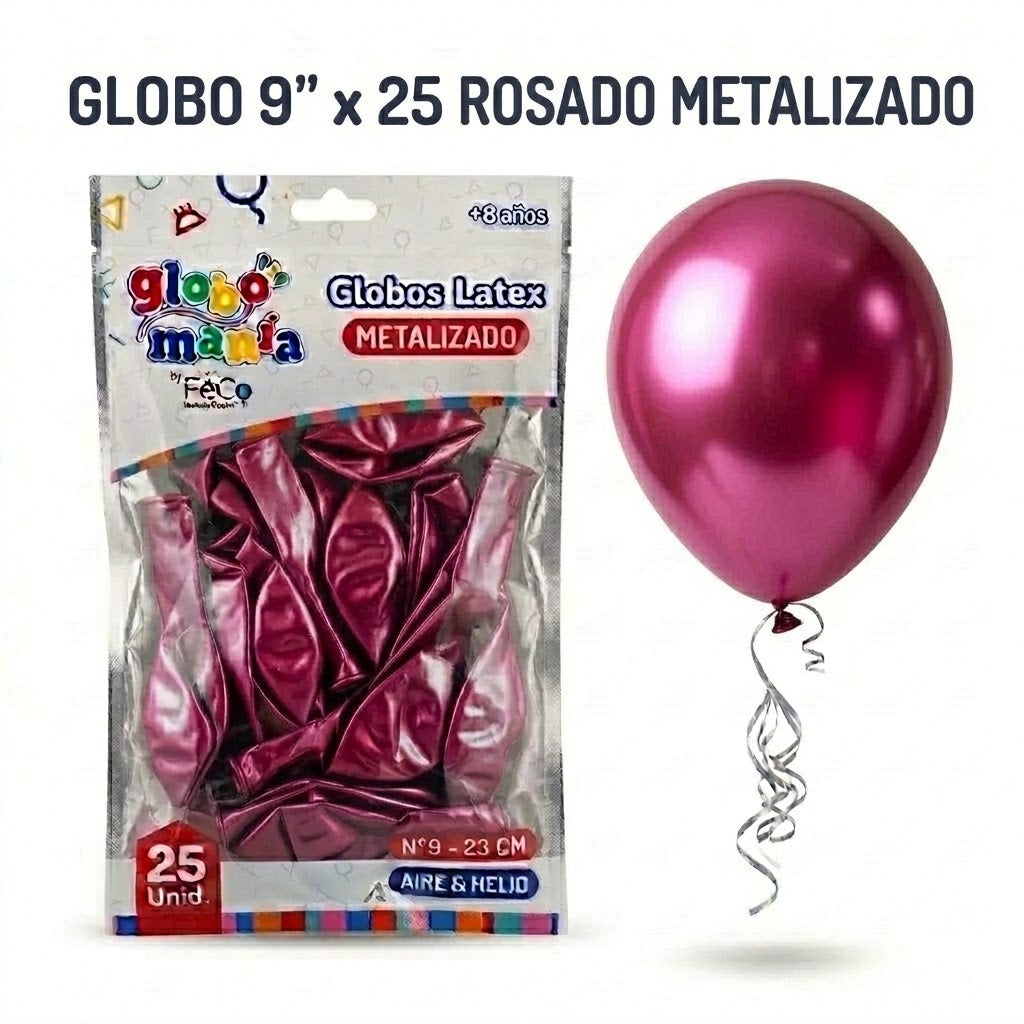 Globos 9 Pulgadas Metálicos x25 - Globos de Fiesta