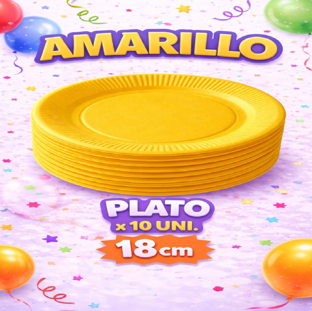 Plato Cartón Colores x 10 Unidades – Platos para Fiesta