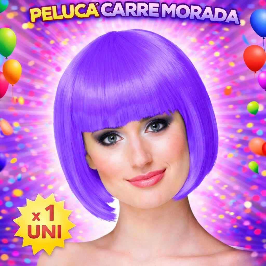 Peluca de Disfraz Corte Carré – Pelucas de Colores para Fiestas, Disfraces y Cotillón