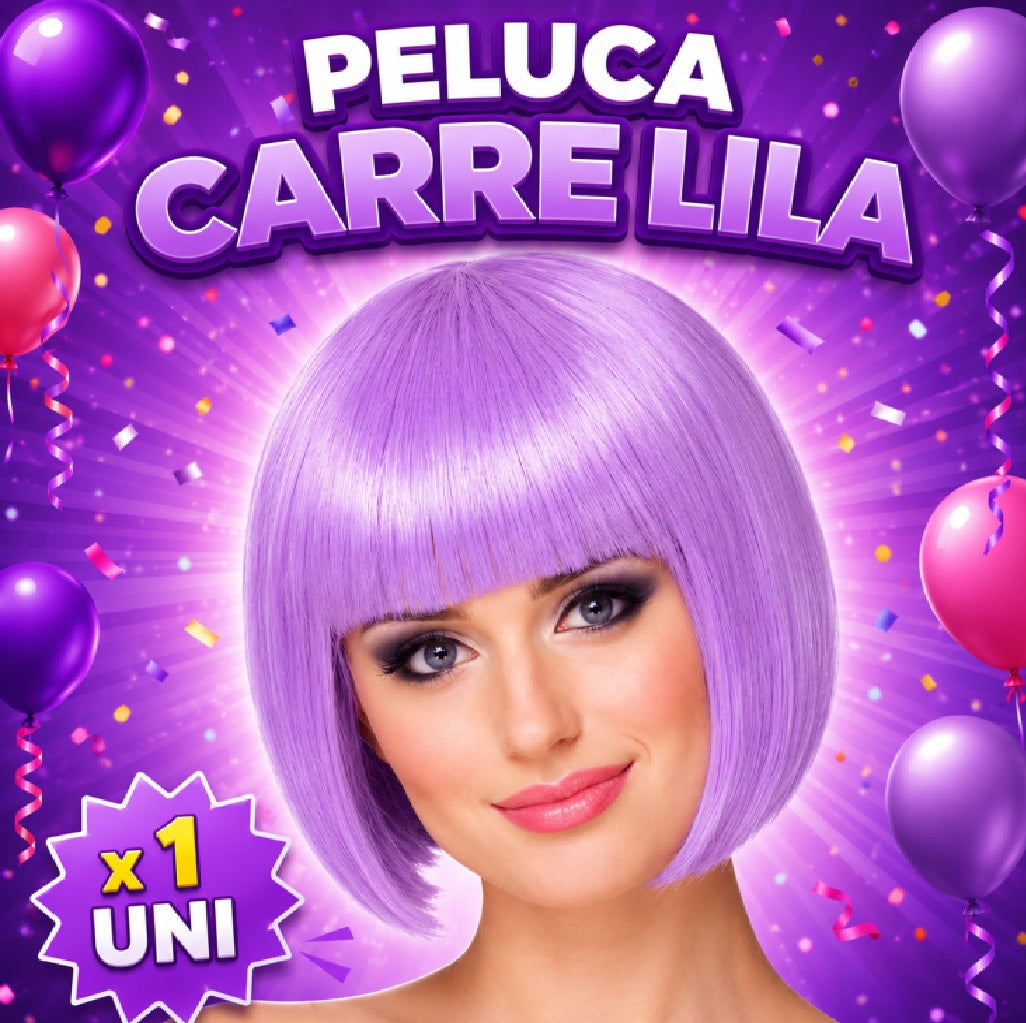 Peluca de Disfraz Corte Carré – Pelucas de Colores para Fiestas, Disfraces y Cotillón