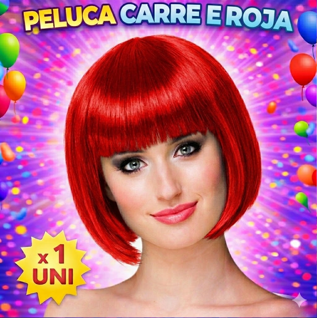 Peluca de Disfraz Corte Carré – Pelucas de Colores para Fiestas, Disfraces y Cotillón