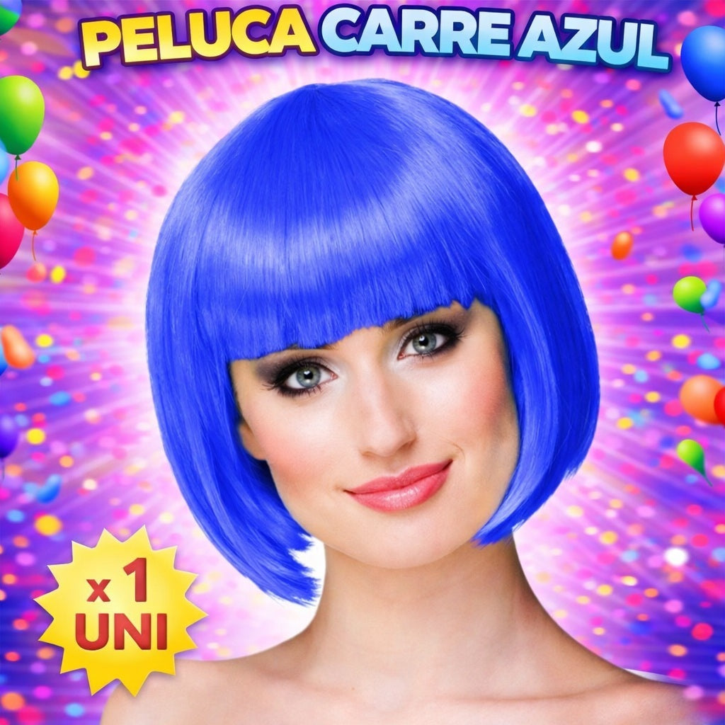 Peluca de Disfraz Corte Carré – Pelucas de Colores para Fiestas, Disfraces y Cotillón