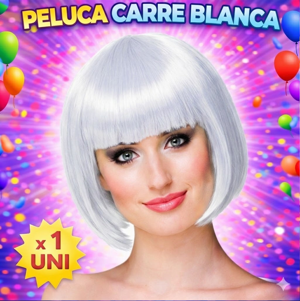 Peluca de Disfraz Corte Carré – Pelucas de Colores para Fiestas, Disfraces y Cotillón