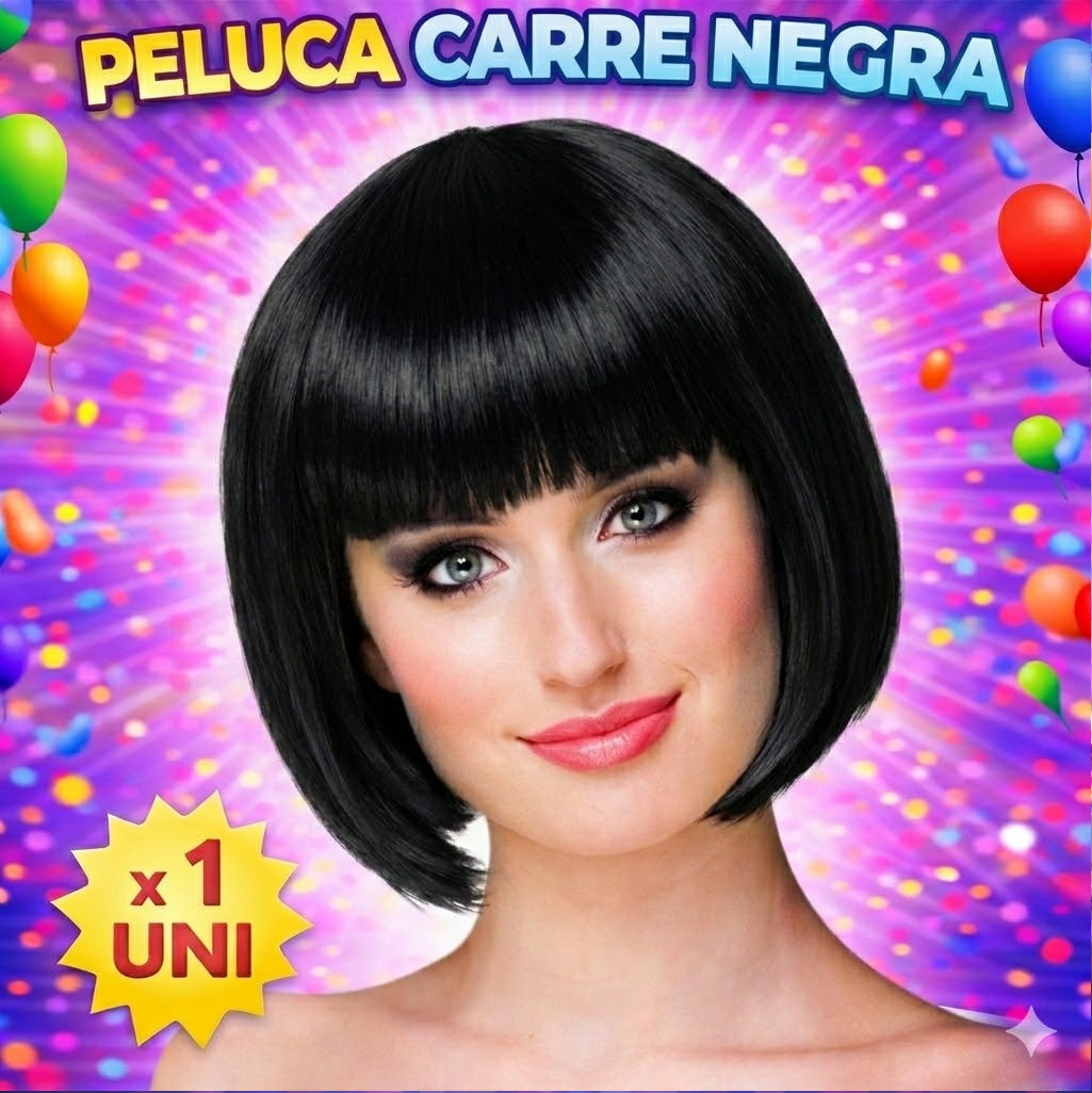 Peluca de Disfraz Corte Carré – Pelucas de Colores para Fiestas, Disfraces y Cotillón