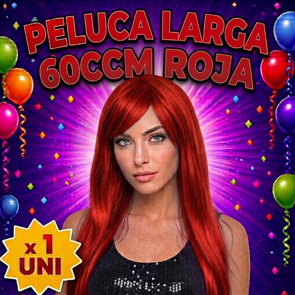 Pelucas Largas 60CM de Colores para Fiesta, Carnaval, Halloween y Cotillón