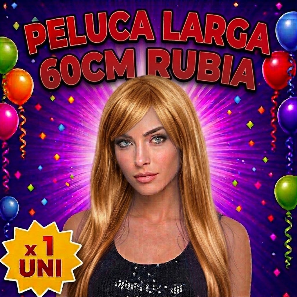 Pelucas Largas 60CM de Colores para Fiesta, Carnaval, Halloween y Cotillón