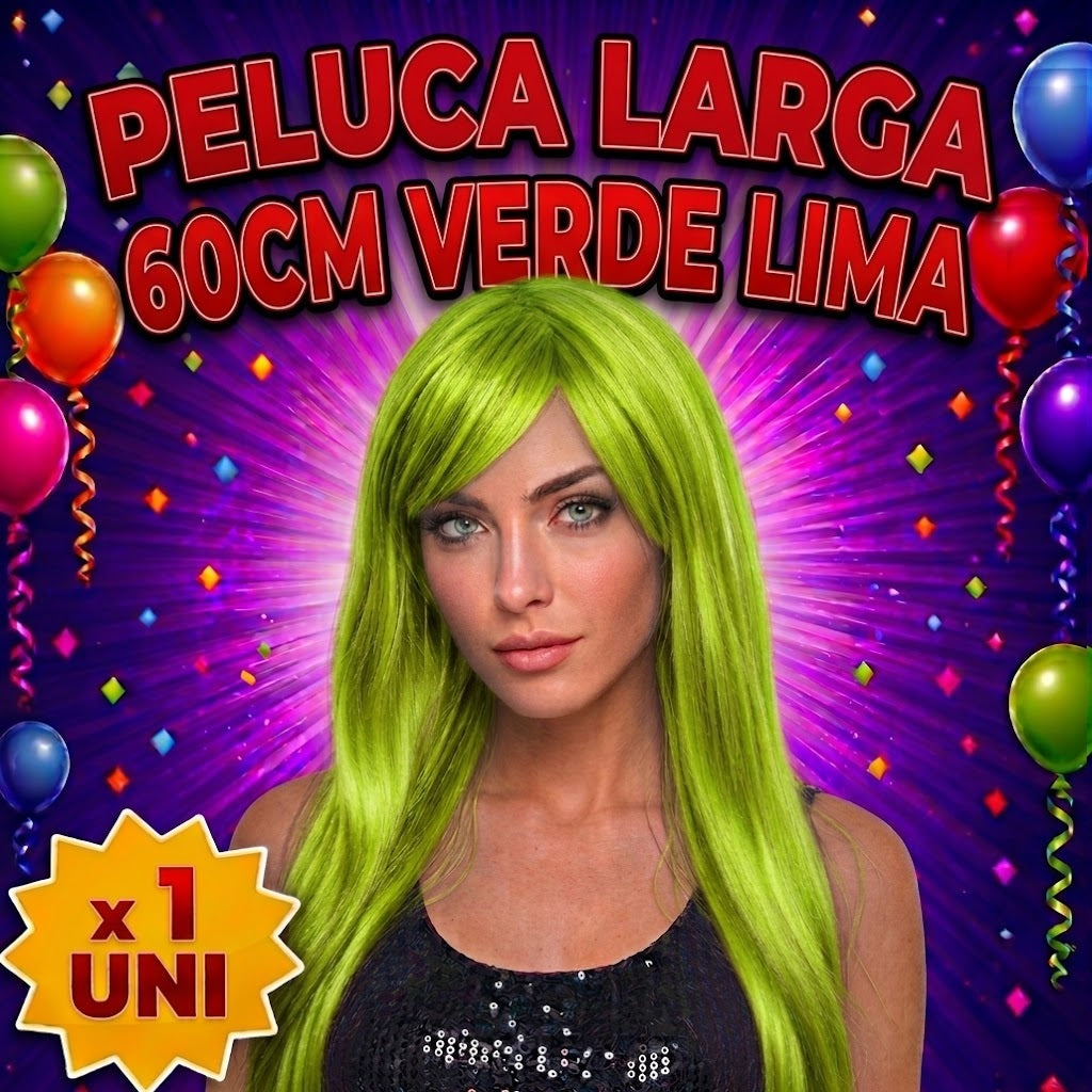 Pelucas Largas 60CM de Colores para Fiesta, Carnaval, Halloween y Cotillón
