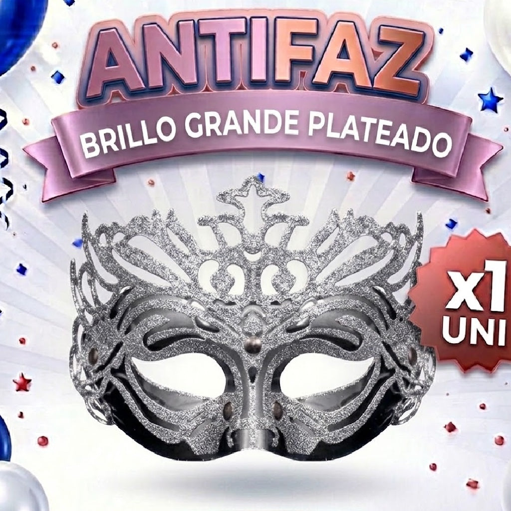 Antifaz Brillo Grande x1 – Accesorio Fiesta, Disfraz y Cotillón
