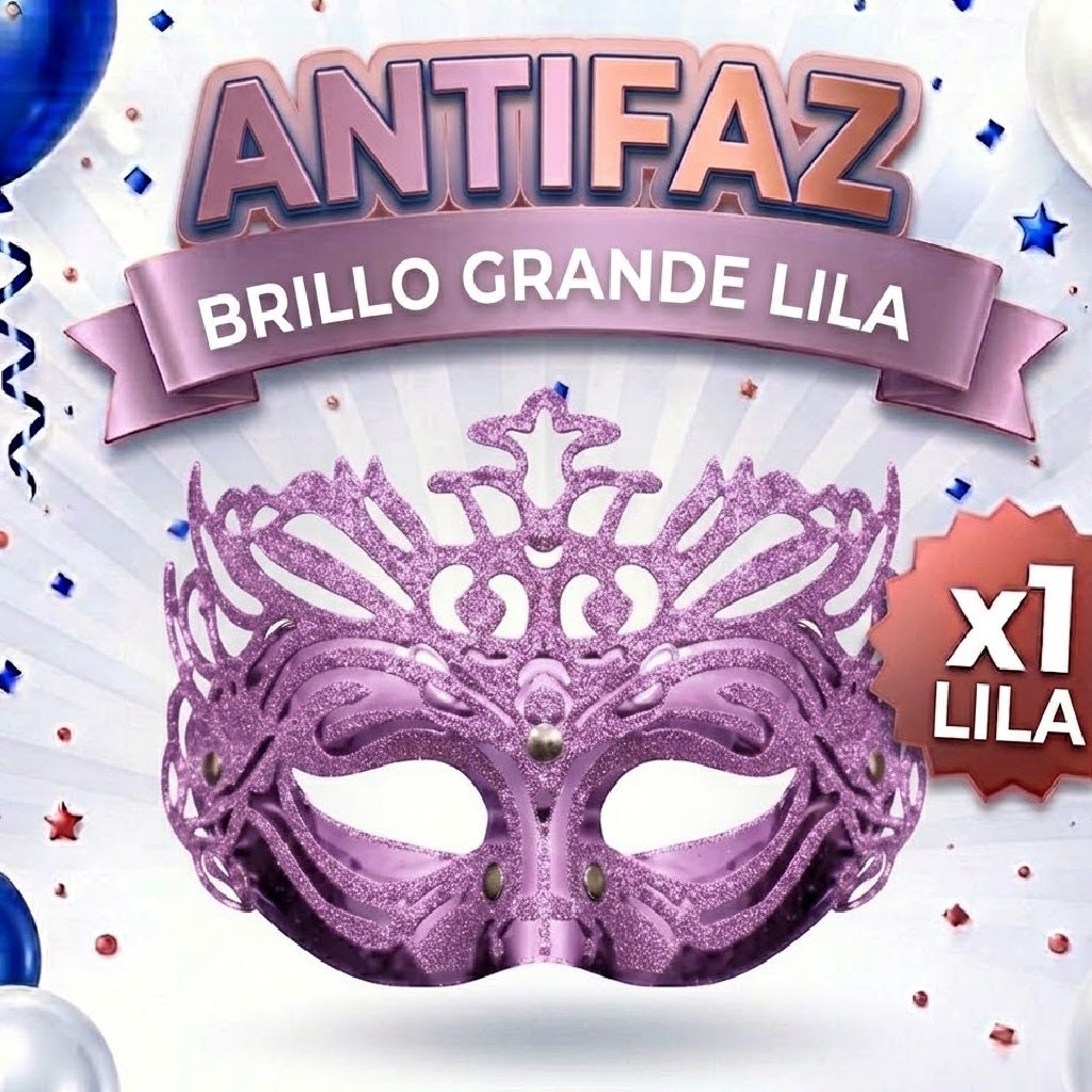 Antifaz Brillo Grande x1 – Accesorio Fiesta, Disfraz y Cotillón