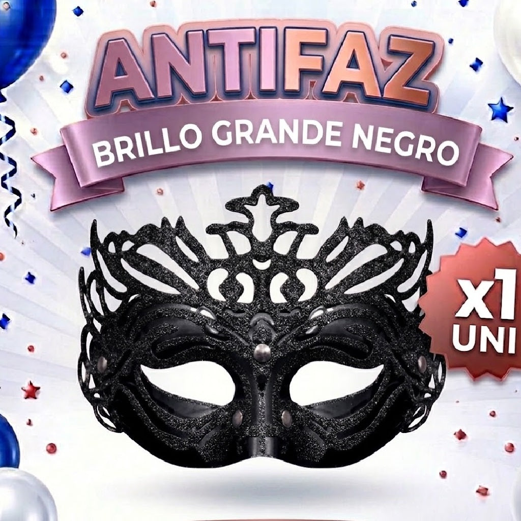 Antifaz Brillo Grande x1 – Accesorio Fiesta, Disfraz y Cotillón