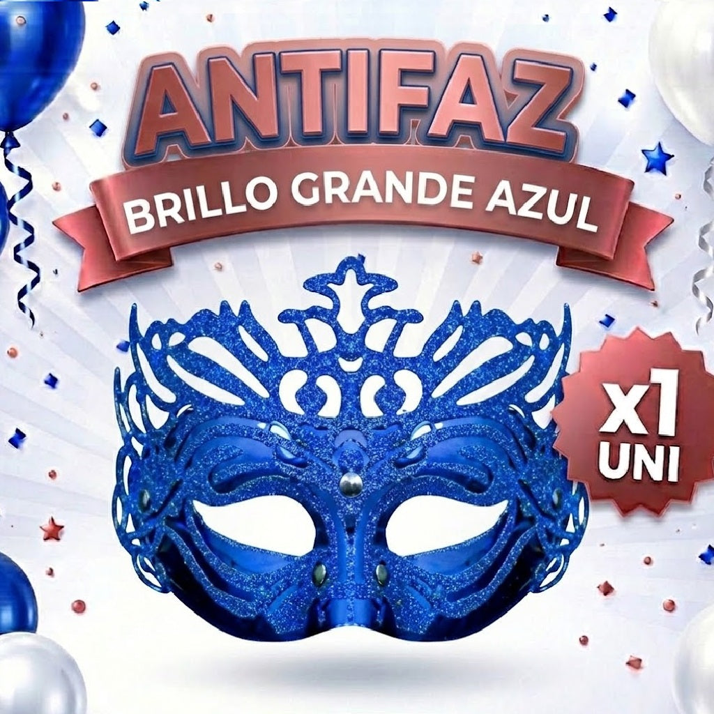 Antifaz Brillo Grande x1 – Accesorio Fiesta, Disfraz y Cotillón