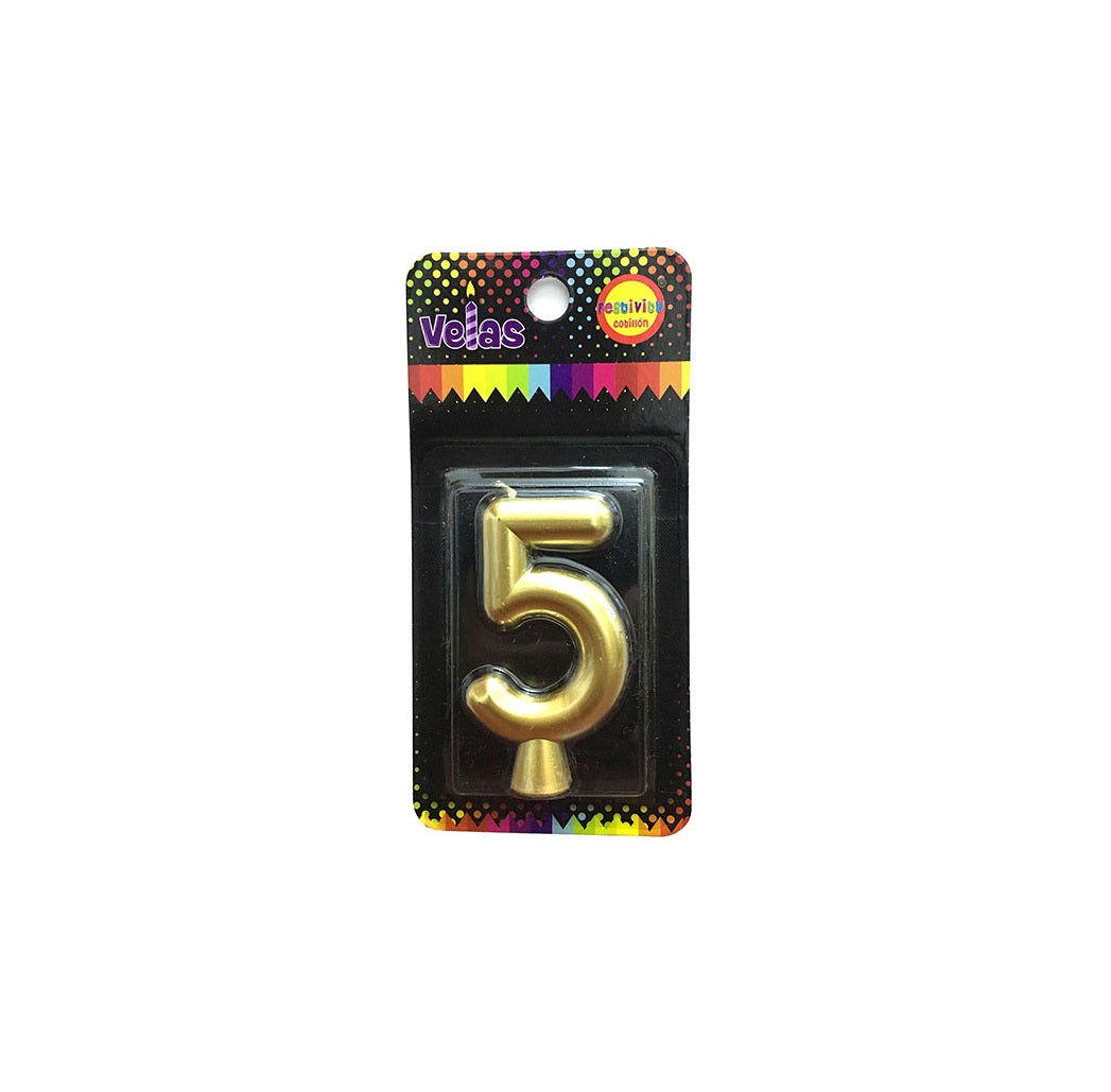 Velas Numerales Doradas Rectas – Velas de Cumpleaños