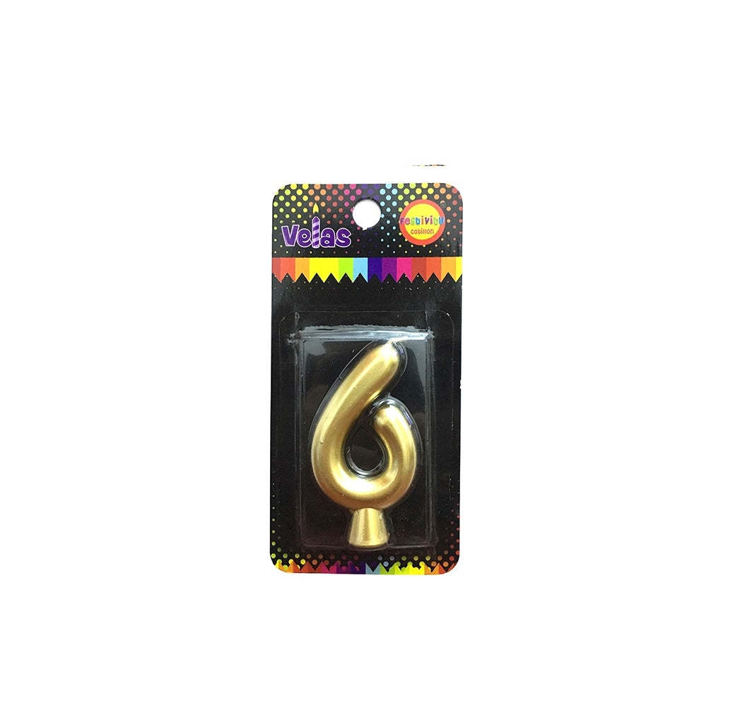 Velas Numerales Doradas Rectas – Velas de Cumpleaños