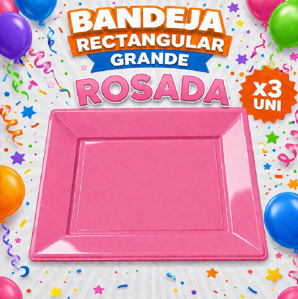 Bandejas Rectangulares Grandes x3 – Bandeja para Snacks, Dulces y Mesa Candy Bar de Cumpleaños