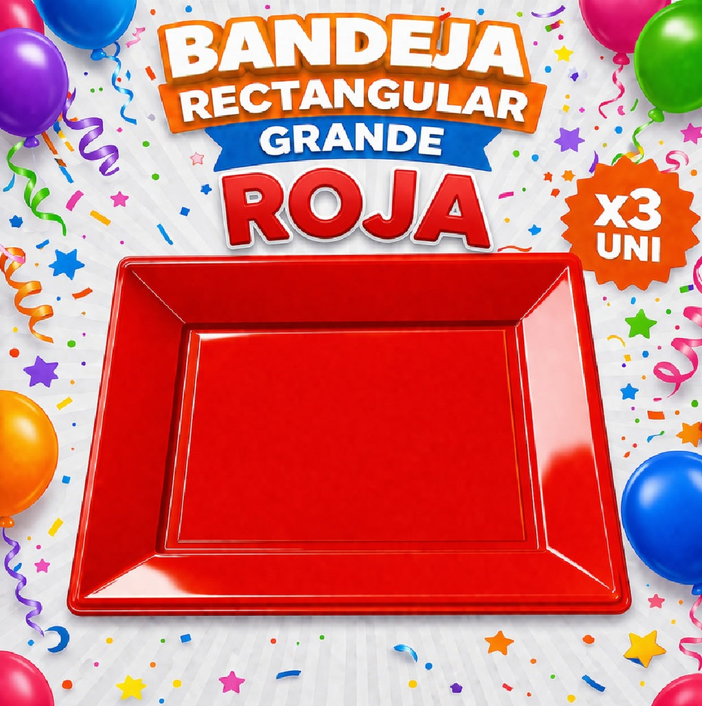 Bandejas Rectangulares Grandes x3 – Bandeja para Snacks, Dulces y Mesa Candy Bar de Cumpleaños