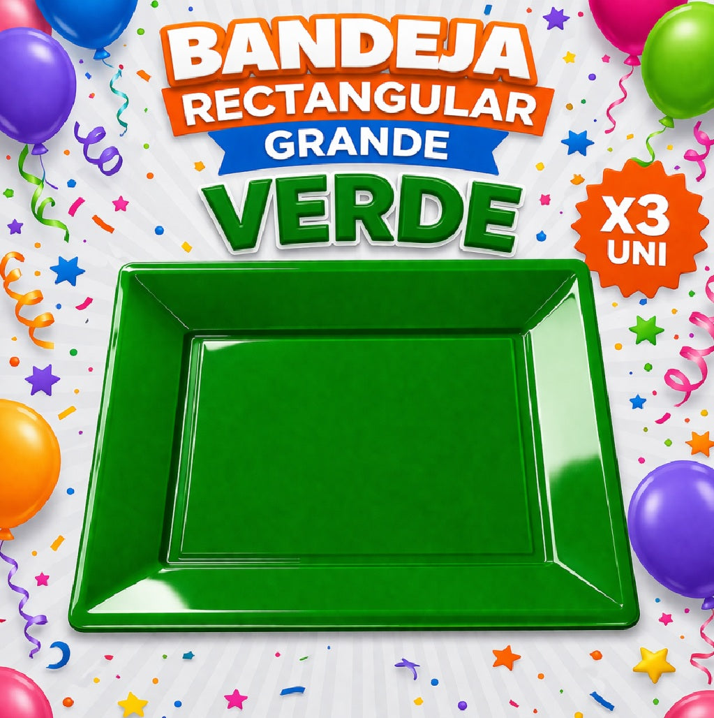 Bandejas Rectangulares Grandes x3 – Bandeja para Snacks, Dulces y Mesa Candy Bar de Cumpleaños