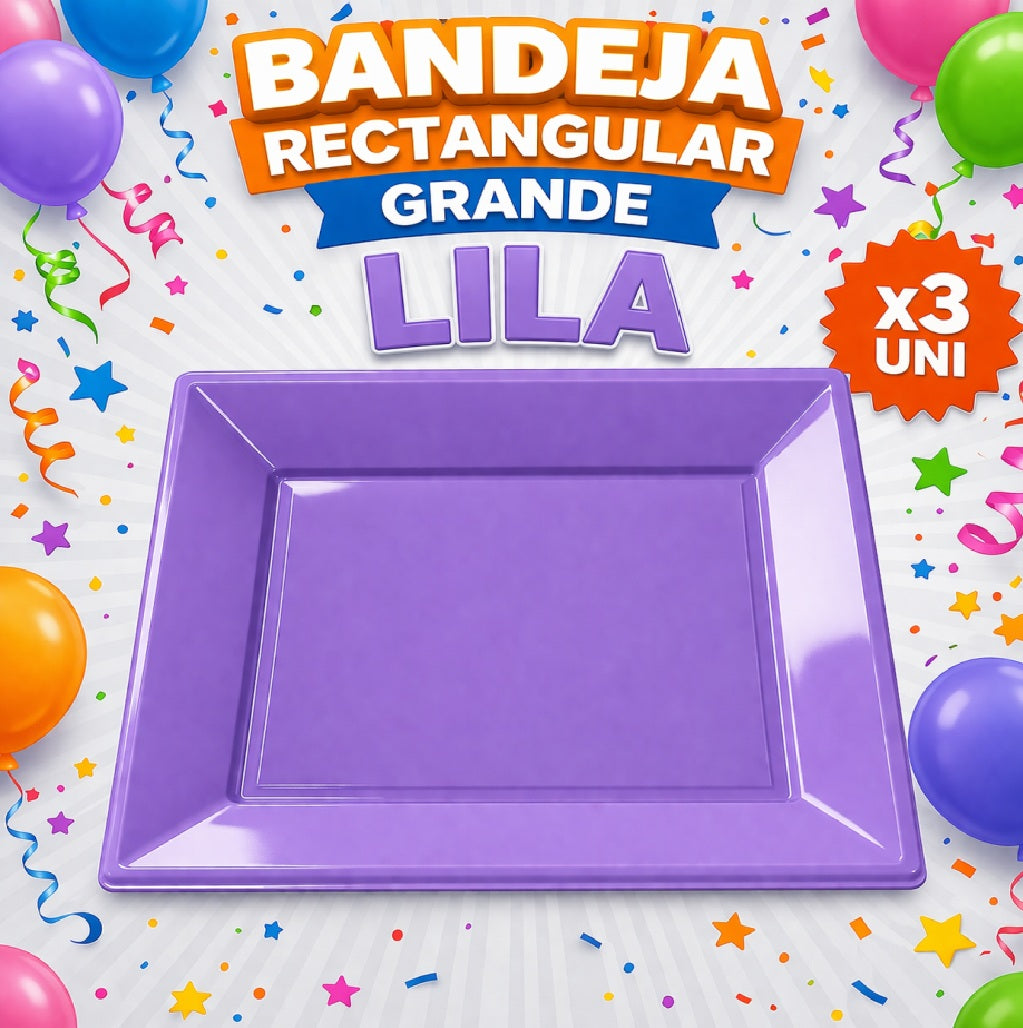 Bandejas Rectangulares Grandes x3 – Bandeja para Snacks, Dulces y Mesa Candy Bar de Cumpleaños