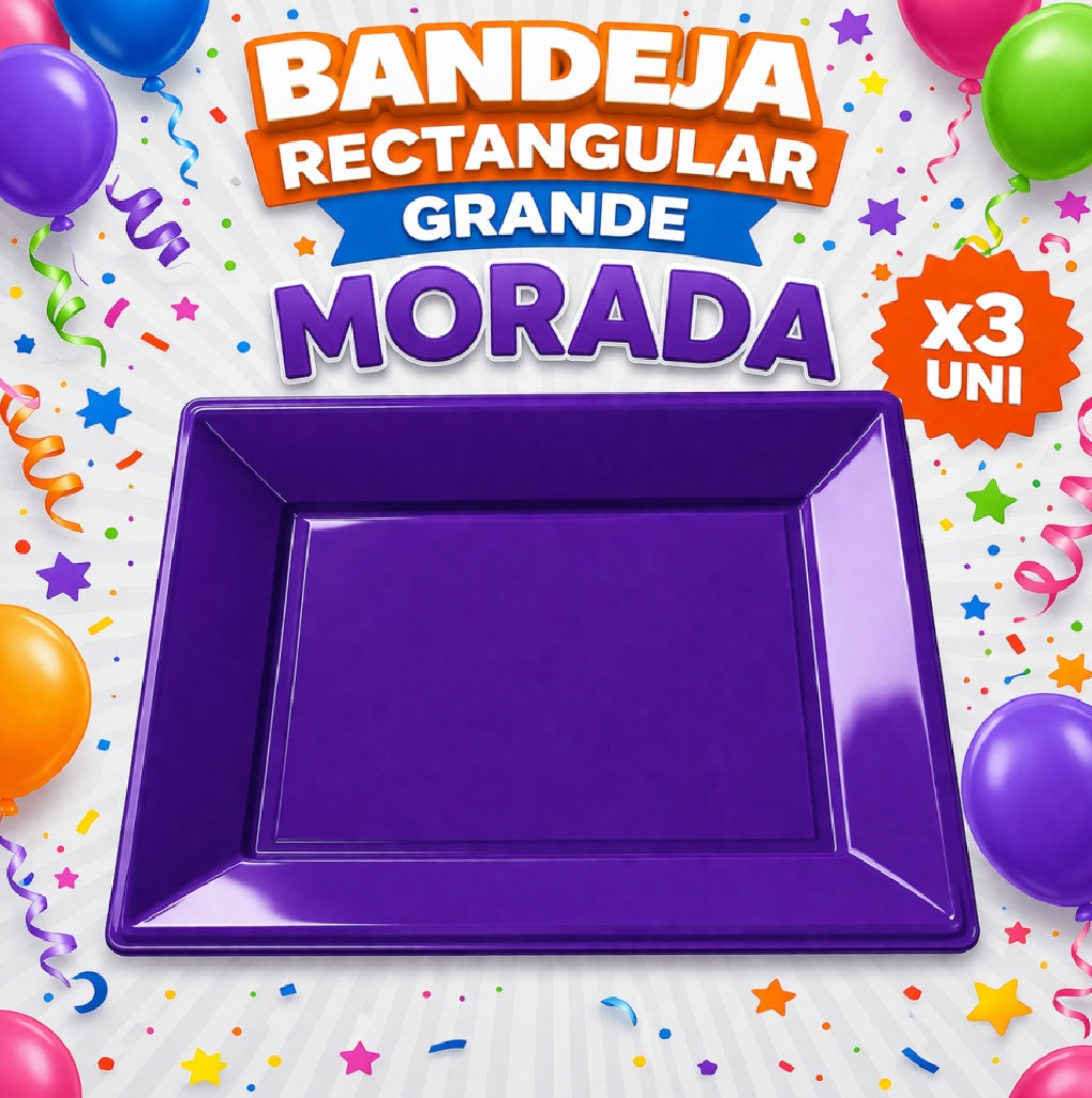 Bandejas Rectangulares Grandes x3 – Bandeja para Snacks, Dulces y Mesa Candy Bar de Cumpleaños