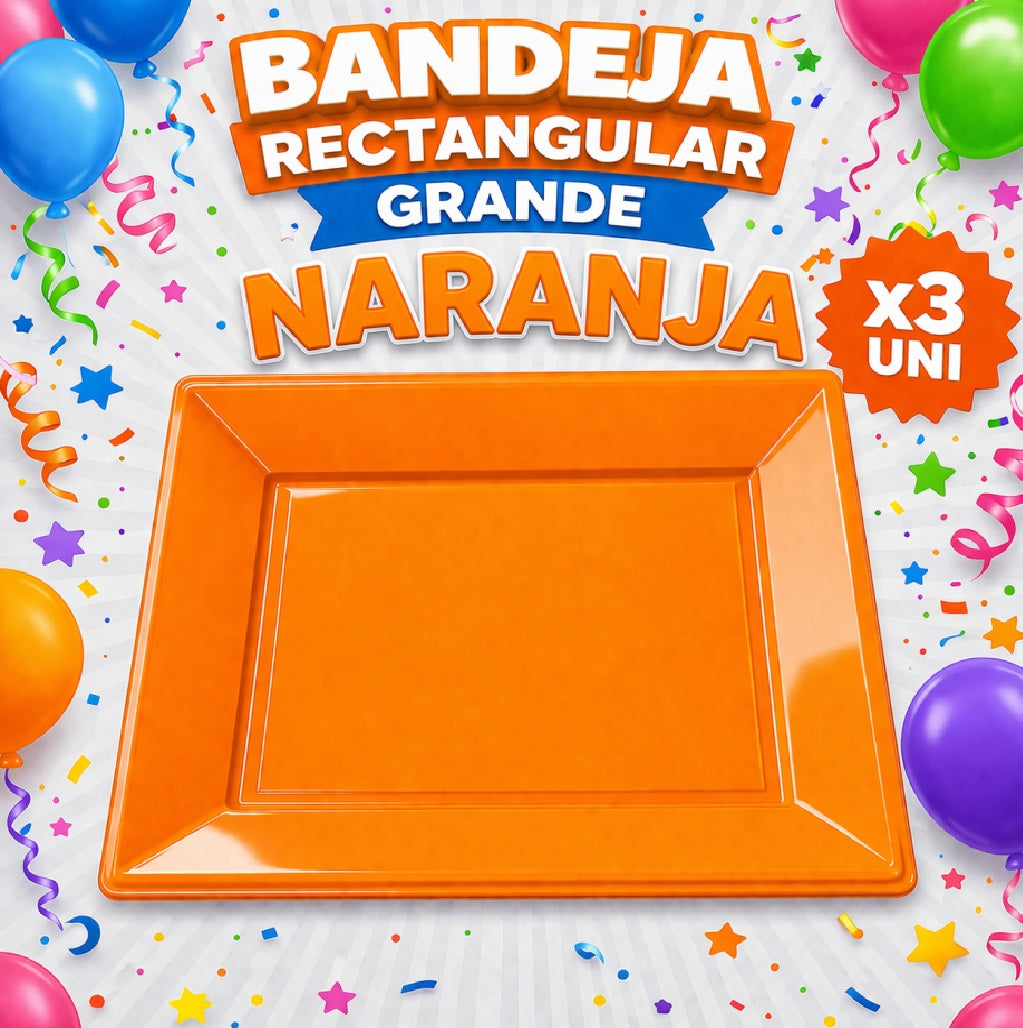 Bandejas Rectangulares Grandes x3 – Bandeja para Snacks, Dulces y Mesa Candy Bar de Cumpleaños