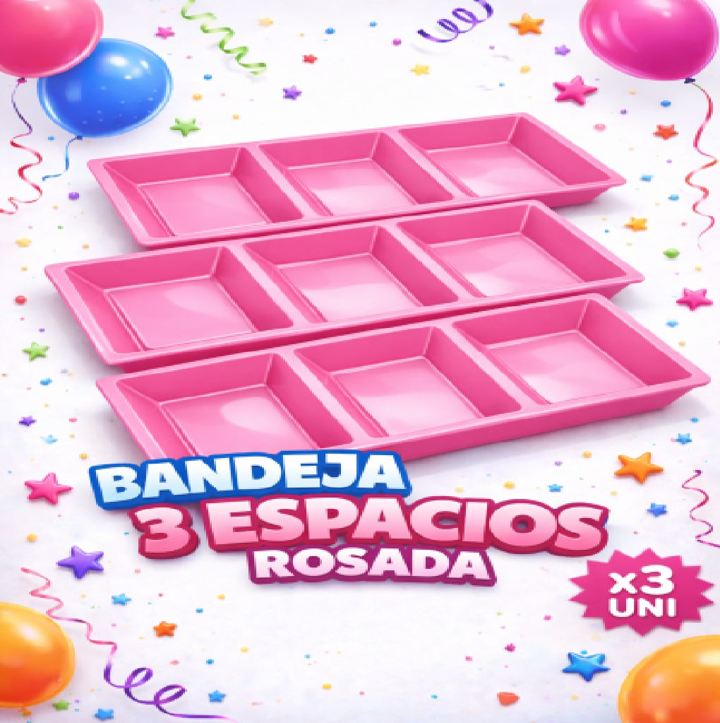 Bandejas 3 Compartimentos x3 Unidades – Bandejas para Snacks