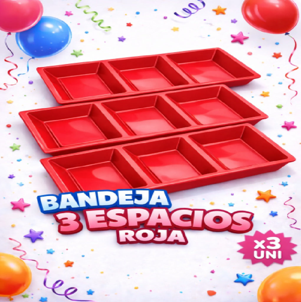 Bandejas 3 Compartimentos x3 Unidades – Bandejas para Snacks