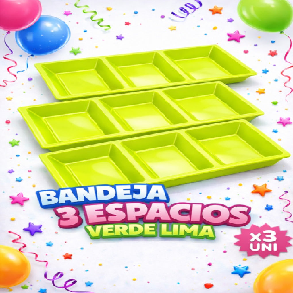 Bandejas 3 Compartimentos x3 Unidades – Bandejas para Snacks