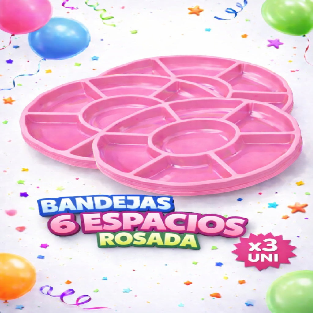 Bandejas 6 Compartimentos x3 Unidades – Bandejas para Snacks