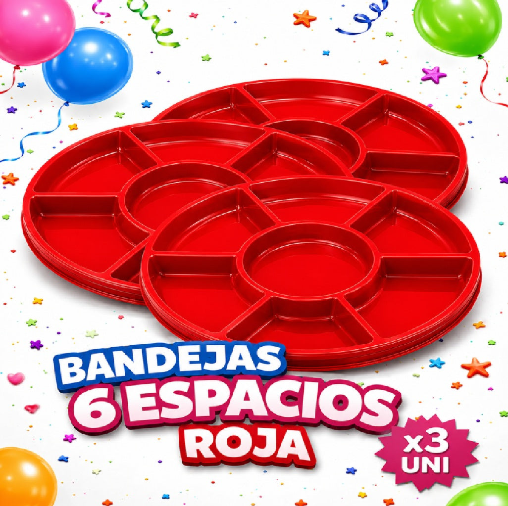 Bandejas 6 Compartimentos x3 Unidades – Bandejas para Snacks