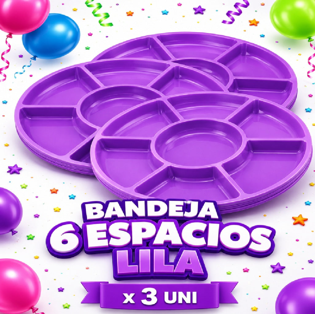 Bandejas 6 Compartimentos x3 Unidades – Bandejas para Snacks
