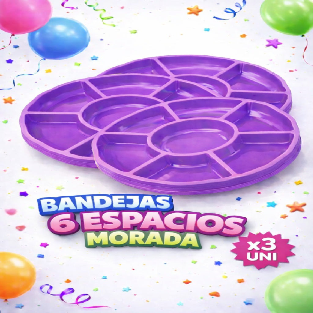 Bandejas 6 Compartimentos x3 Unidades – Bandejas para Snacks
