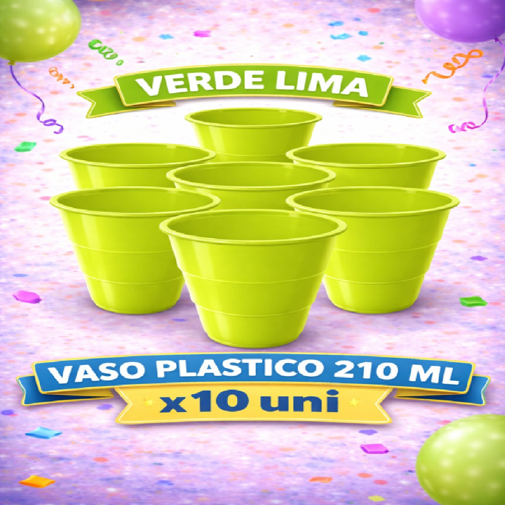 Vaso Plástico 210 ml x10 Colores – Vasos Plásticos para Fiesta
