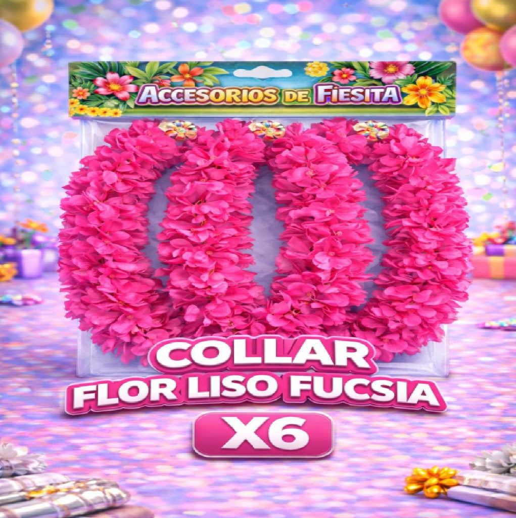 Collares de Flores Hawaianos x 6 – Accesorios para Fiesta y Cumpleaños