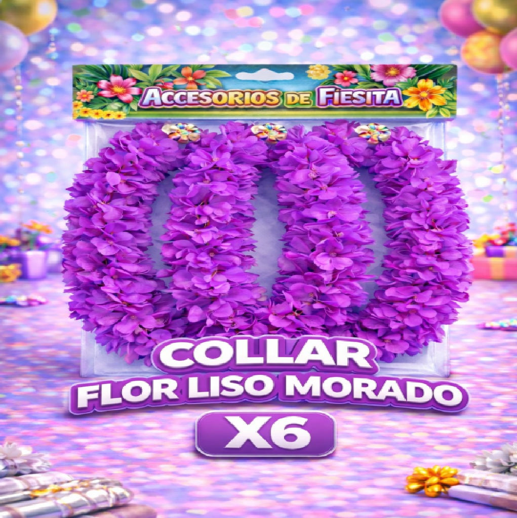 Collares de Flores Hawaianos x 6 – Accesorios para Fiesta y Cumpleaños