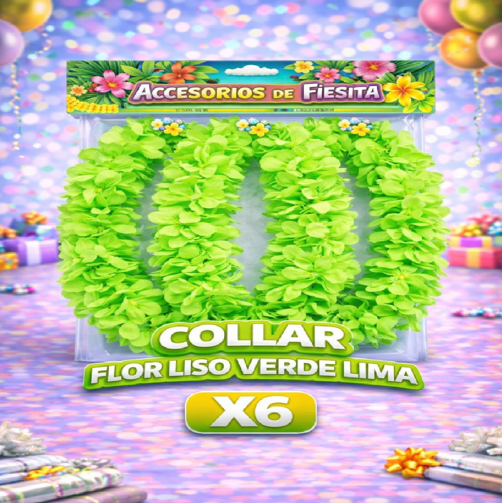 Collares de Flores Hawaianos x 6 – Accesorios para Fiesta y Cumpleaños