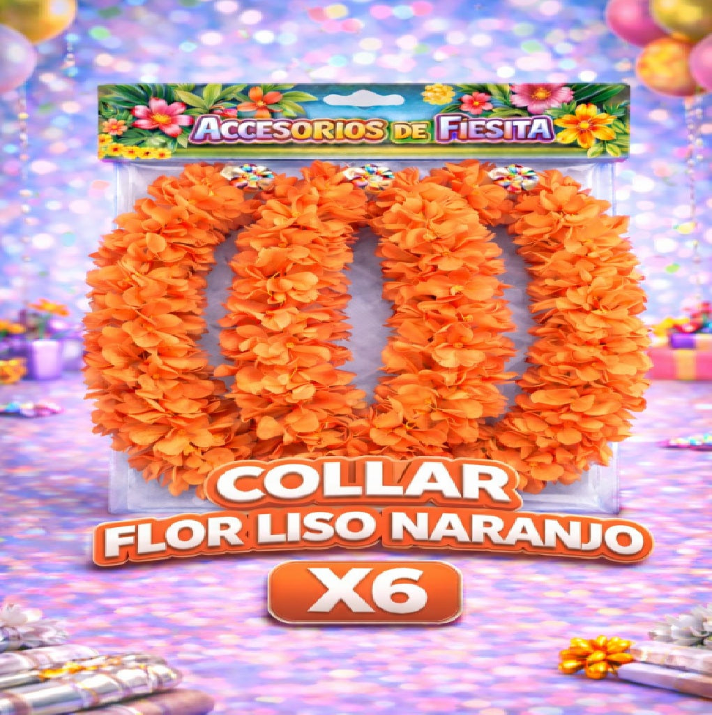 Collares de Flores Hawaianos x 6 – Accesorios para Fiesta y Cumpleaños