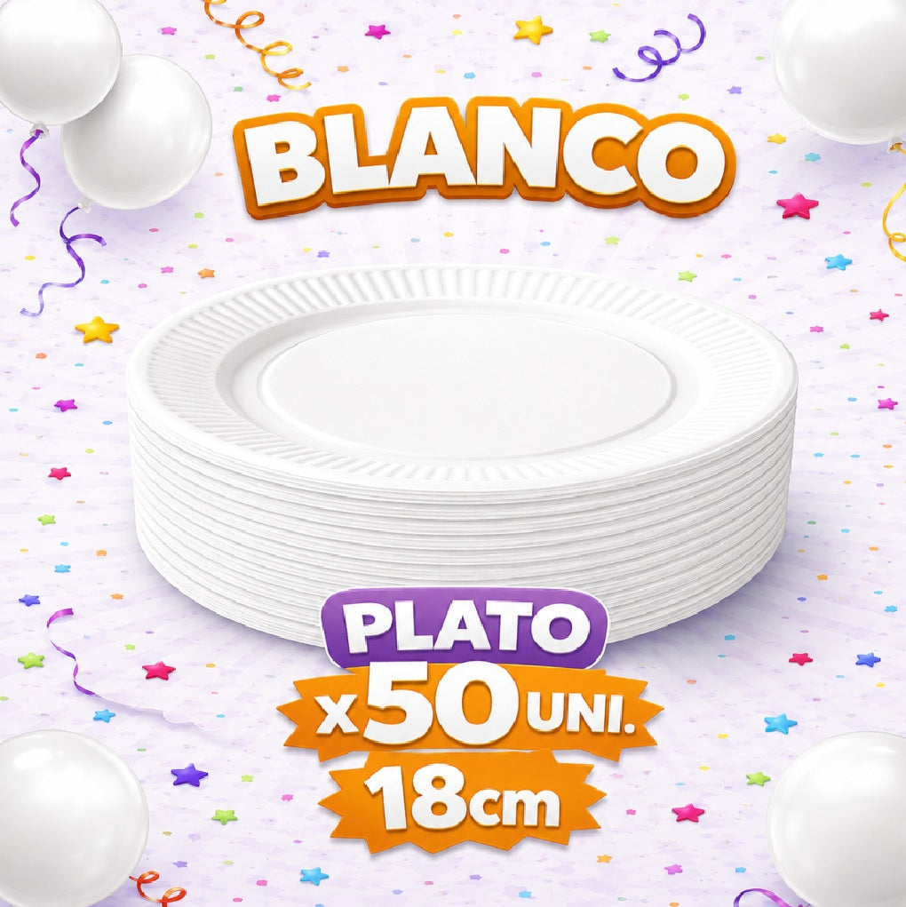 Plato Cartón Colores x 50 Unidades – Platos para Fiesta