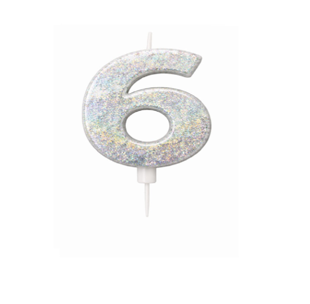 Velas Numerales Holográficas Plateadas – Velas de Cumpleaños
