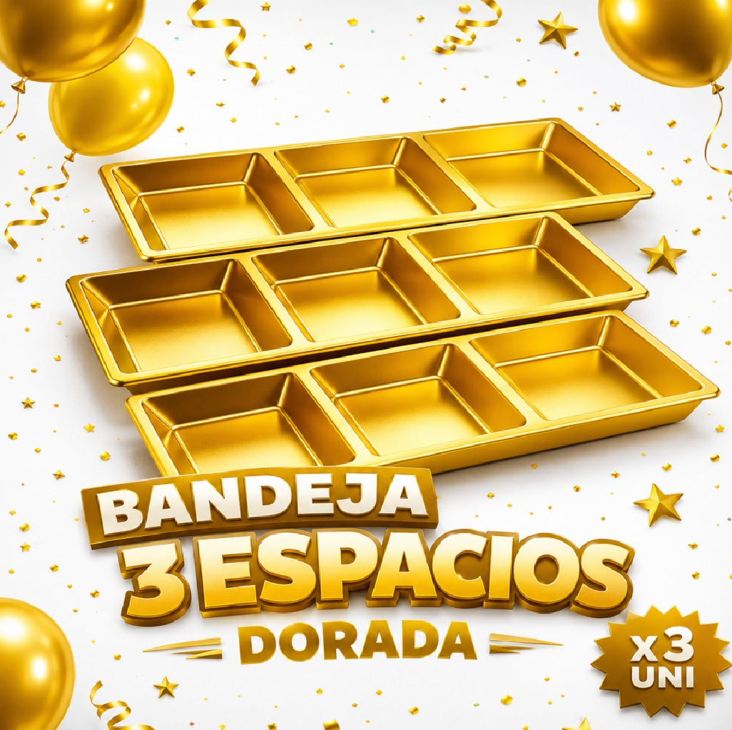 Bandejas 3 Compartimentos x3 Unidades – Bandejas para Snacks