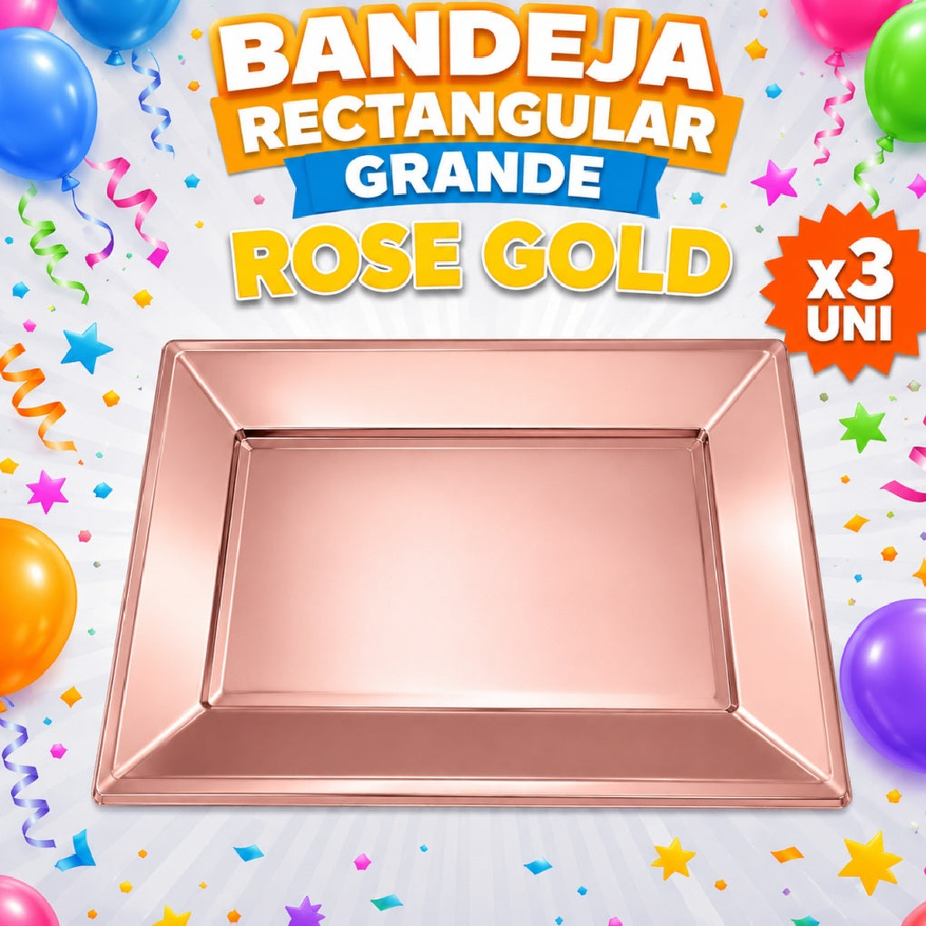 Bandejas Rectangulares Grandes x3 – Bandeja para Snacks, Dulces y Mesa Candy Bar de Cumpleaños
