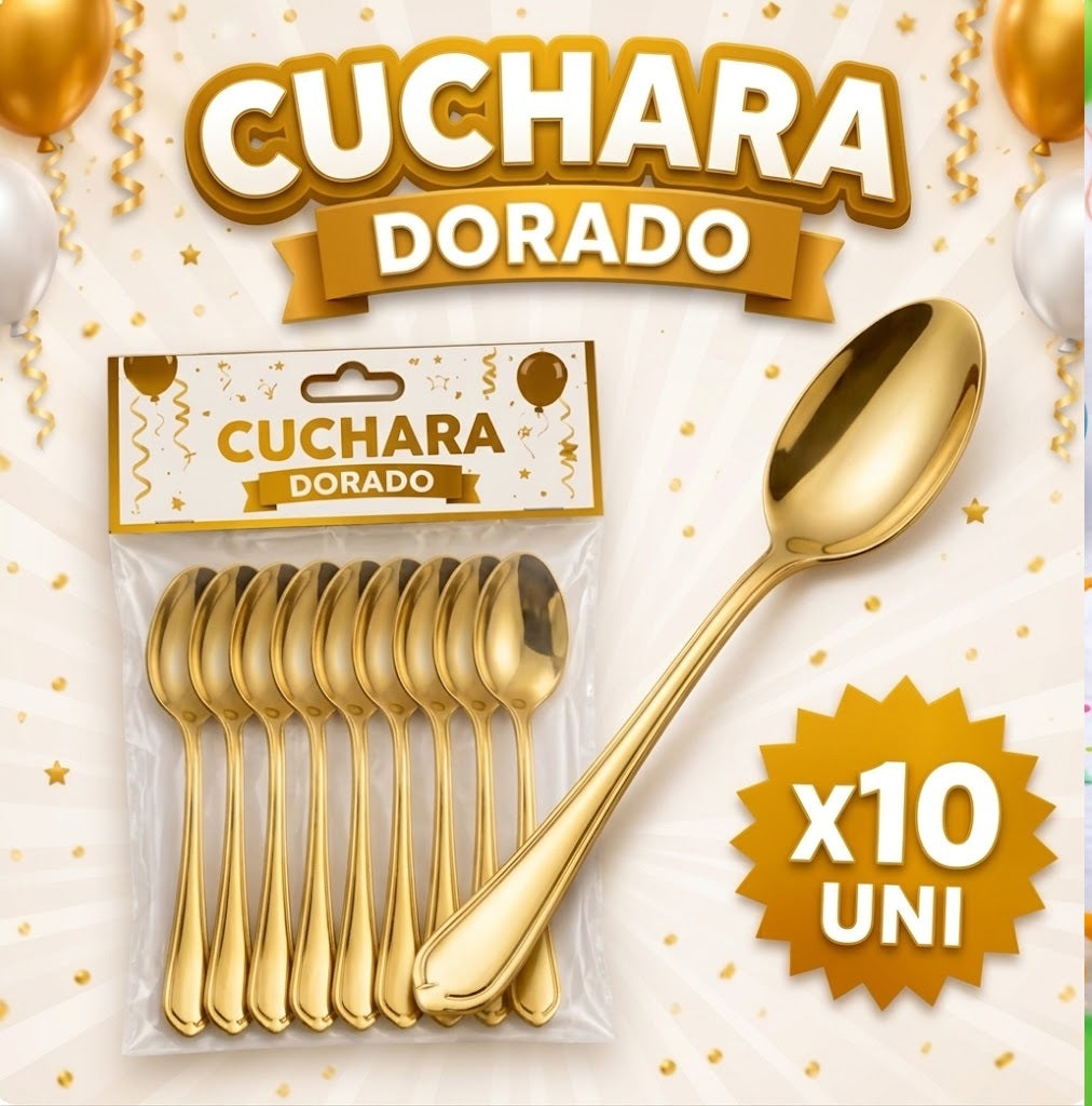 Cucharas Metalizadas Brillantes x 10 Unidades – Cucharas Metalizados para Fiesta