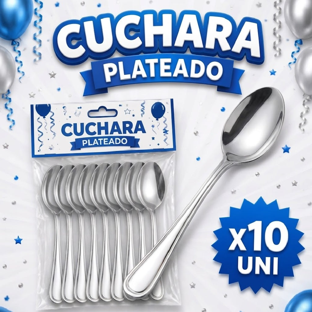 Cucharas Metalizadas Brillantes x 10 Unidades – Cucharas Metalizados para Fiesta