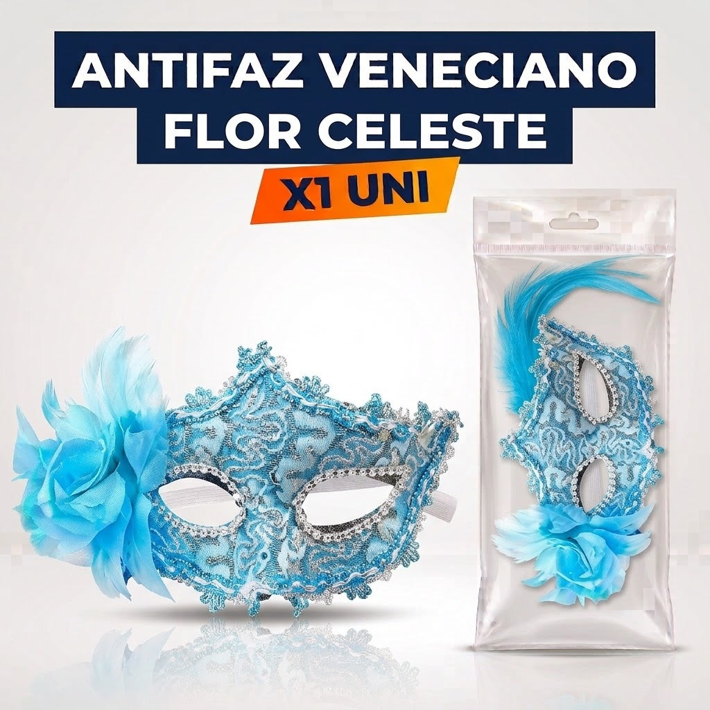 Antifaz Veneciano Flor x1 – Accesorio Fiesta, Disfraz y Cotillón