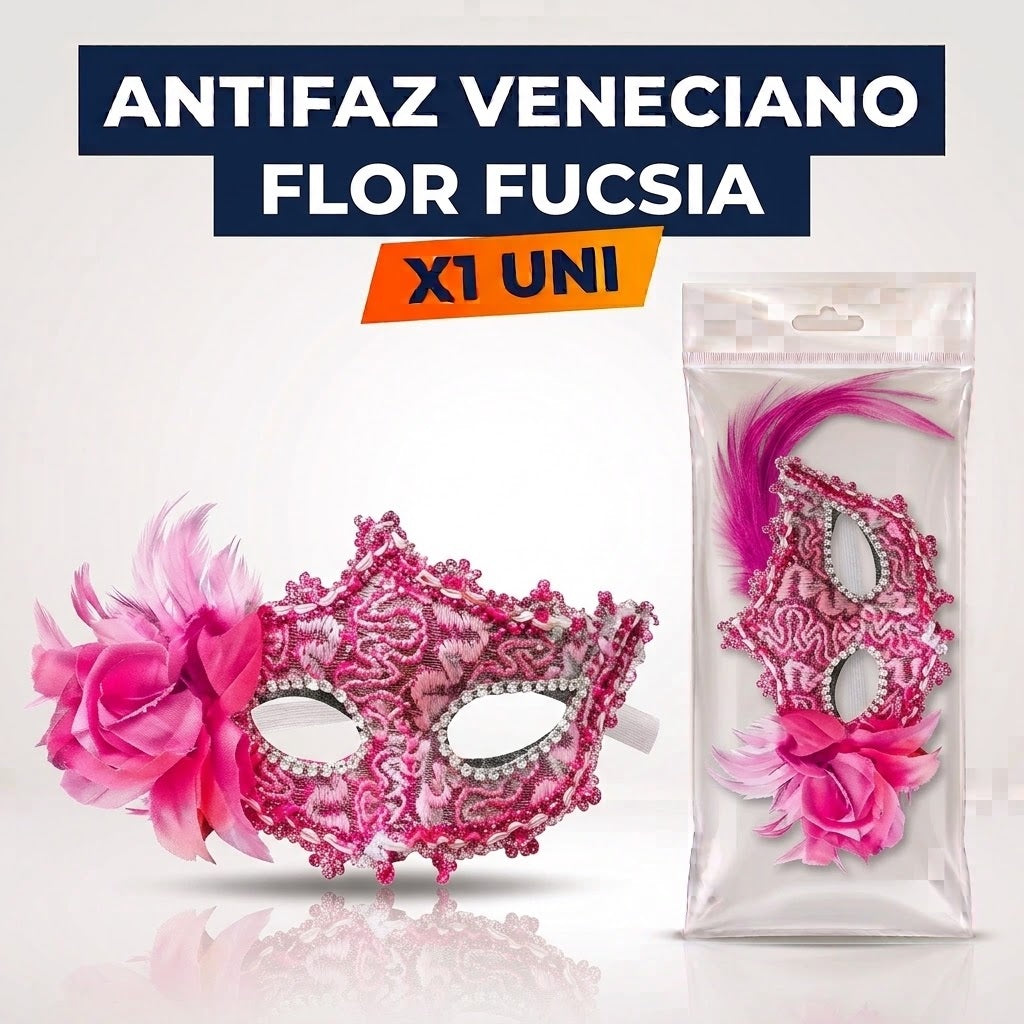 Antifaz Veneciano Flor x1 – Accesorio Fiesta, Disfraz y Cotillón