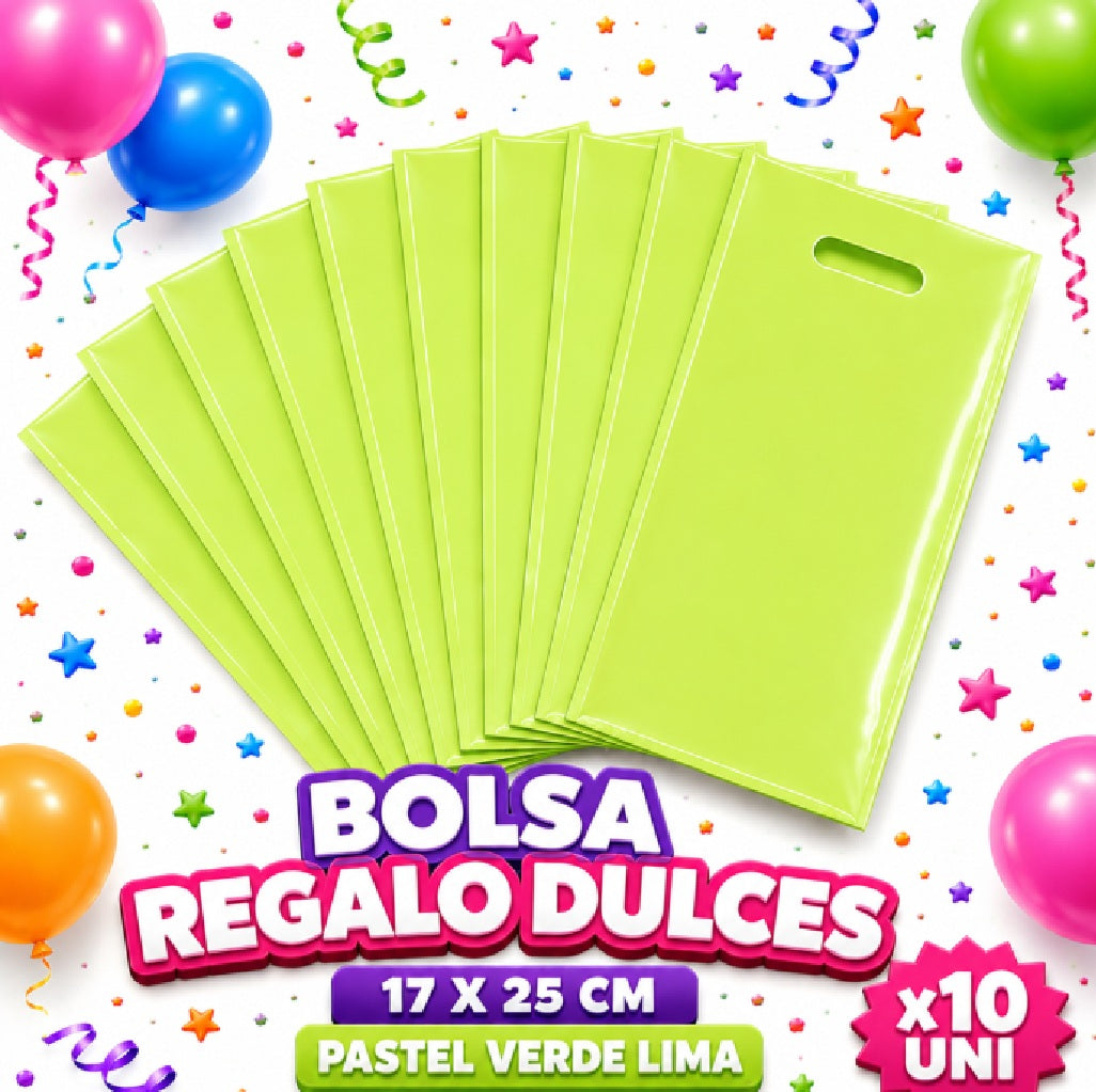 Bolsa de Regalo para Dulces 17 x 25 cm x10 Unidades COLORES PASTEL – Bolsas de Colores para Fiesta