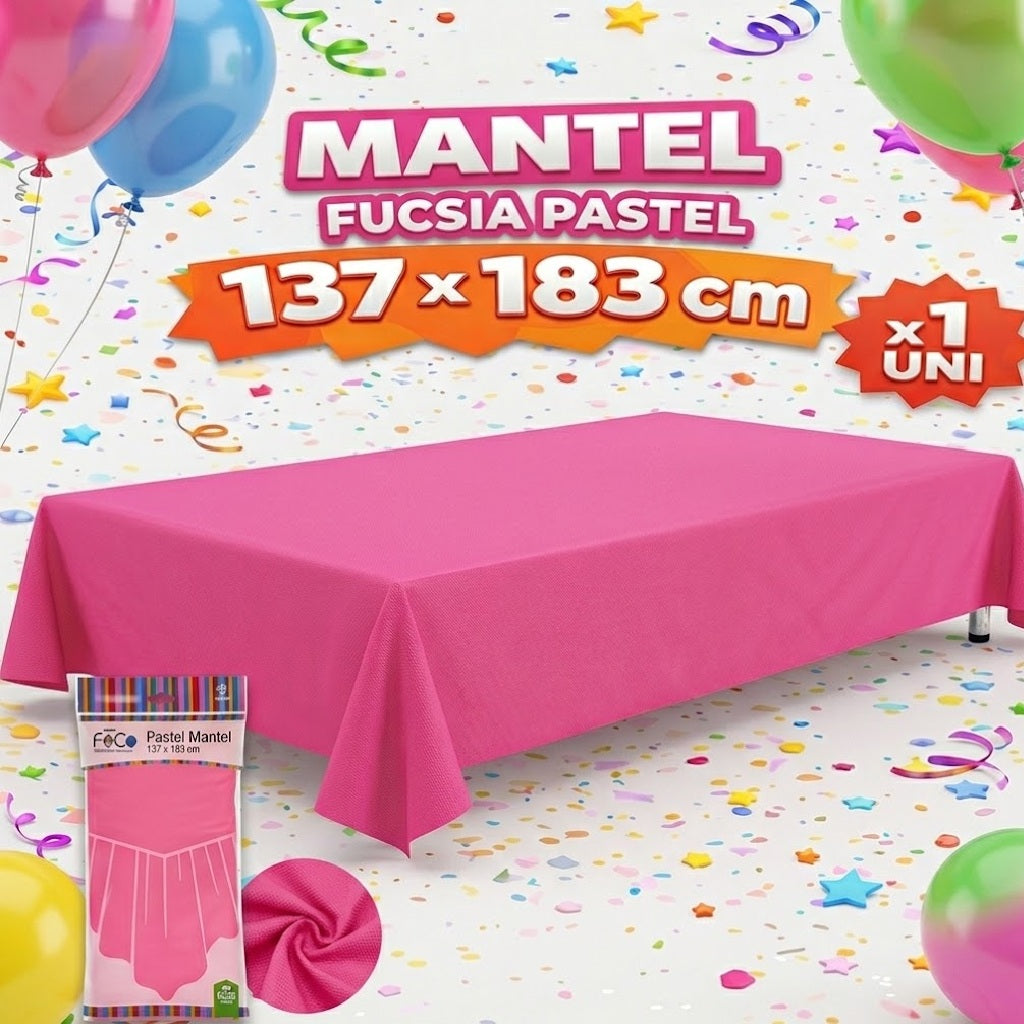 Mantel de Mesa 137 x 274 cm de Colores PASTELES para Fiesta, Cumpleaños y Decoración de Eventos