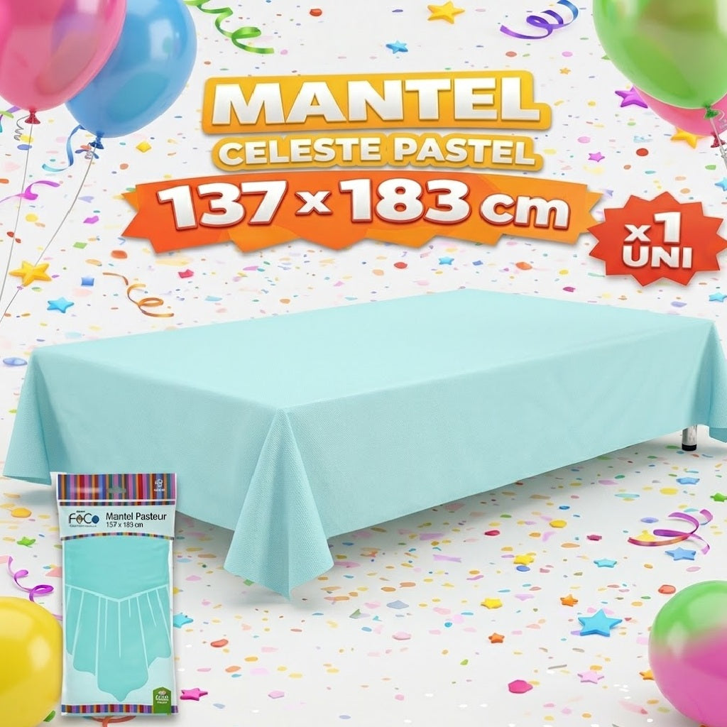 Mantel de Mesa 137 x 274 cm de Colores PASTELES para Fiesta, Cumpleaños y Decoración de Eventos