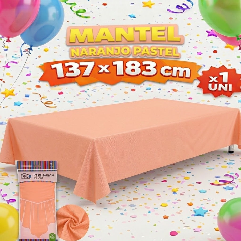 Mantel de Mesa 137 x 274 cm de Colores PASTELES para Fiesta, Cumpleaños y Decoración de Eventos