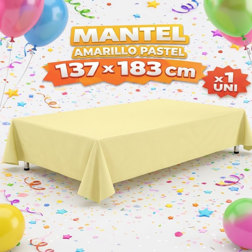 Mantel de Mesa 137 x 274 cm de Colores PASTELES para Fiesta, Cumpleaños y Decoración de Eventos
