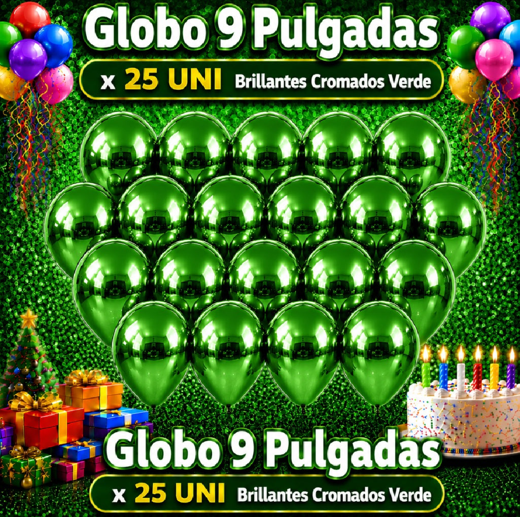 Globos 9 Pulgadas Chrome x25 - Globos de Fiesta